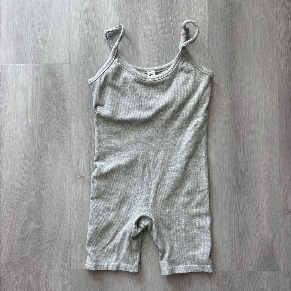 ALO Yoga Seamless Ribbed Mellow Onesie Romper Gray